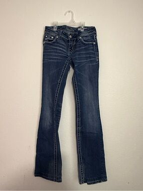 Miss Me Indigo Flare Jeans with Embellished Pockets